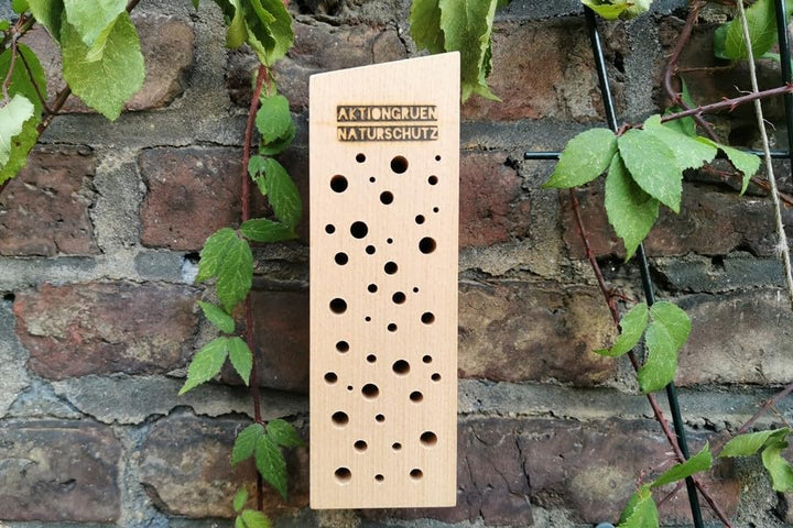 Insektenhotel/Bienenhaus/Nisthilfe aus Buche Massivholz für Wildbienen & solitär lebende Wespen