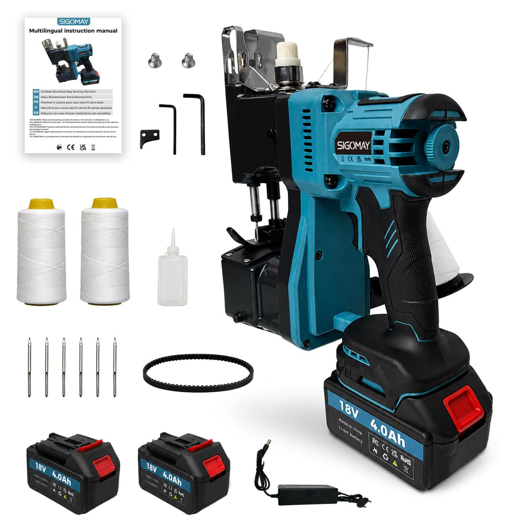 Akku Sacknähmaschine bürstenlos, 18V tragbare Handnähmaschine kompatibel mit Makita 18V Batterie, el