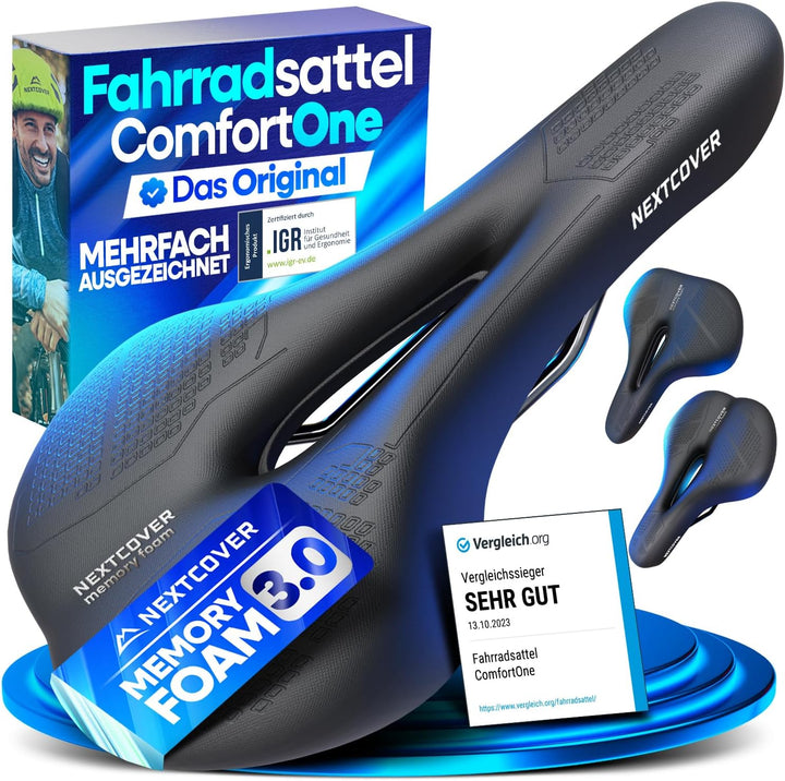 NEXTCOVER® Fahrradsattel mit Memory-Foam 2.0 und [Volume-Air] Federung I maximaler Fahrkomfort I erg