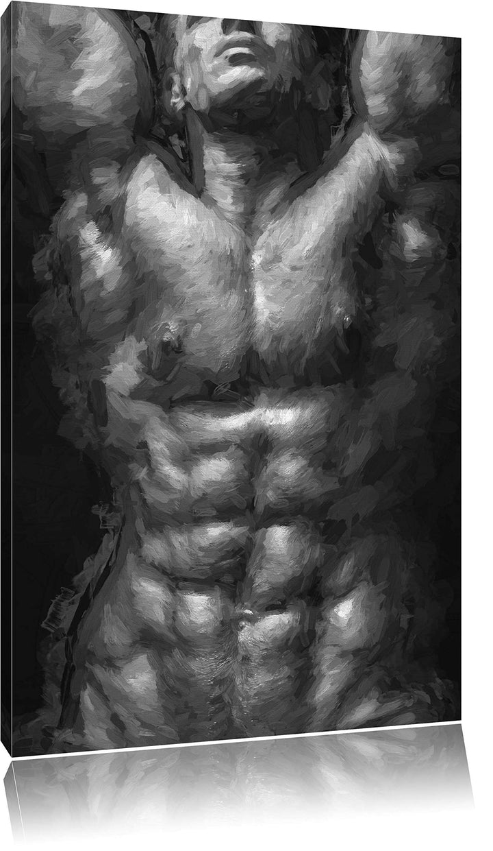 Pixxprint Sixpack Body als Leinwandbild/Grösse: 100x70 / Wandbild/Kunstdruck/fertig bespannt, 100x70