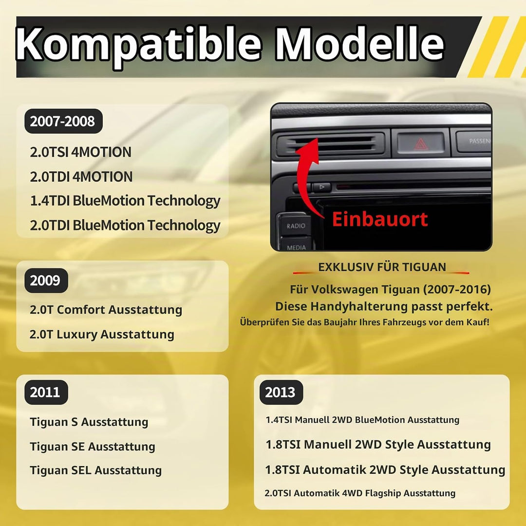 Handyhalterung für VW Tiguan 2010-2019 - Handy Halterung für VW Tiguan, Auto-Handyhalterung für Volk
