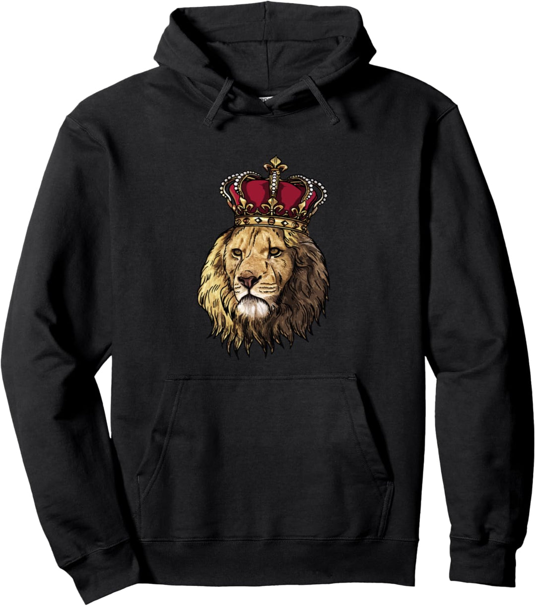 Afrikanischer Löwenkopf/Gesicht mit Krone, grosse Katze Pullover Hoodie