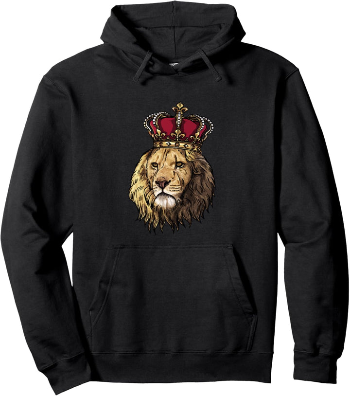 Afrikanischer Löwenkopf/Gesicht mit Krone, grosse Katze Pullover Hoodie