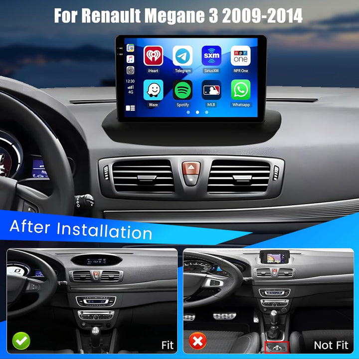 Hikity 4+128G Autoradio für Renault Megane 3 2009-2014, 9" Bildschirm Radio mit Wireless CarPlay And