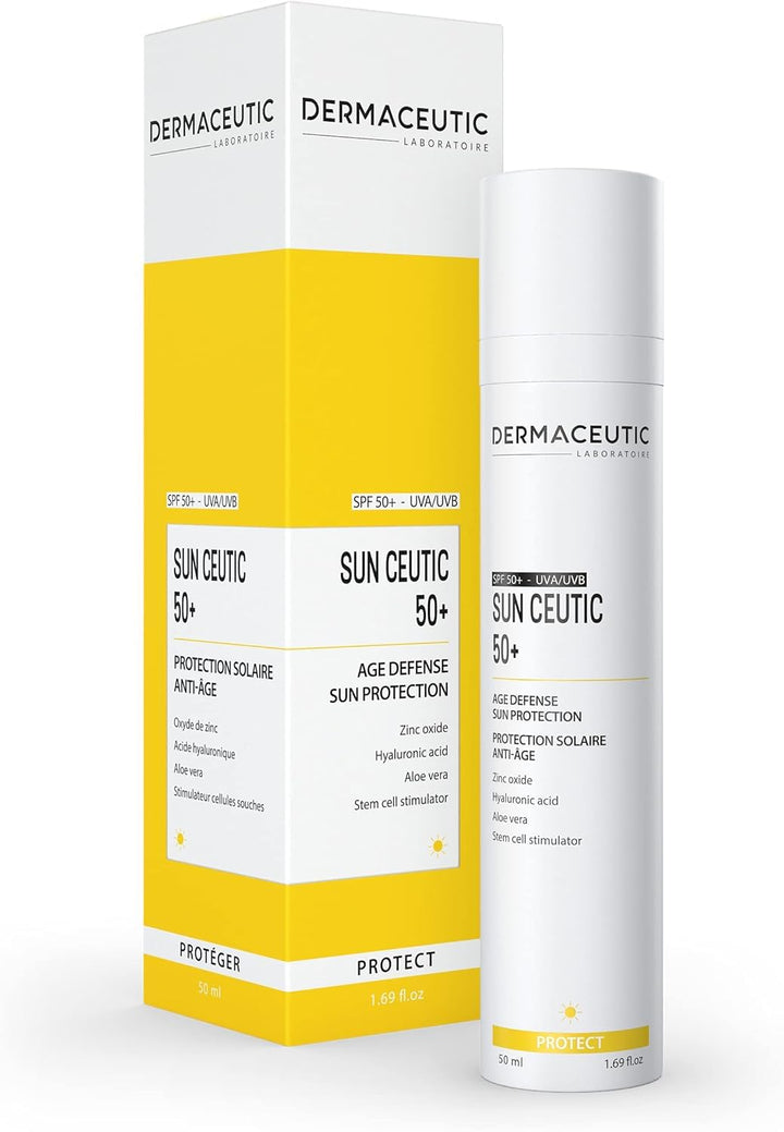 Dermaceutic Sun Ceutic 50+ - Protección solar antienvejecimiento con filtro UV, ácido hialurónico, A