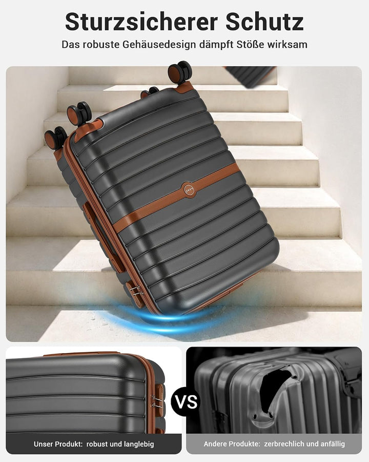 KONO Koffer Reisekoffer Trolley Koffer Gross von ABS+PC Hartschalenkoffer mit Zwillingsrollen und Za