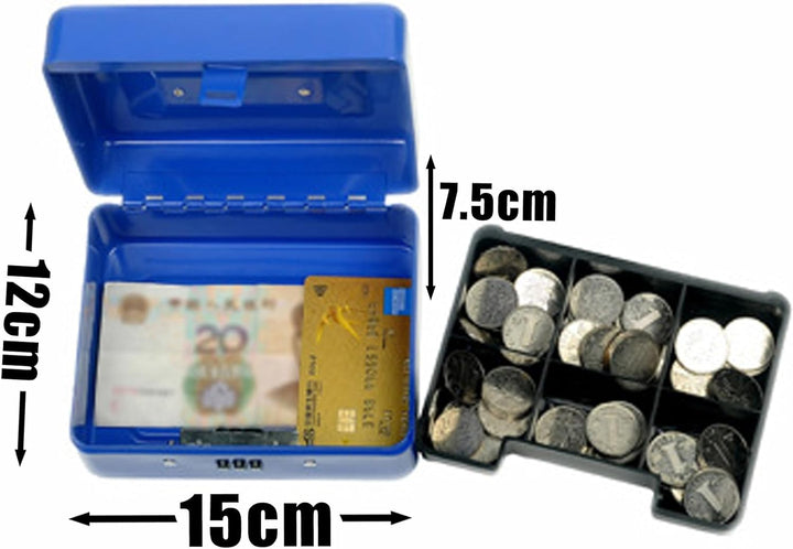 Geldkassette, Feuerfeste wasserdichte Box mit Schlüsselschloss Tragbare Mini Tragbarer Safe Stahl Pe