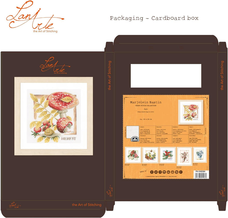 Lanarte Zählmusterpackung Herbst Zählstoff Kreuzstichpackung, Baumwolle, Mehrfarbig, 25 x 25 x 0.3 c