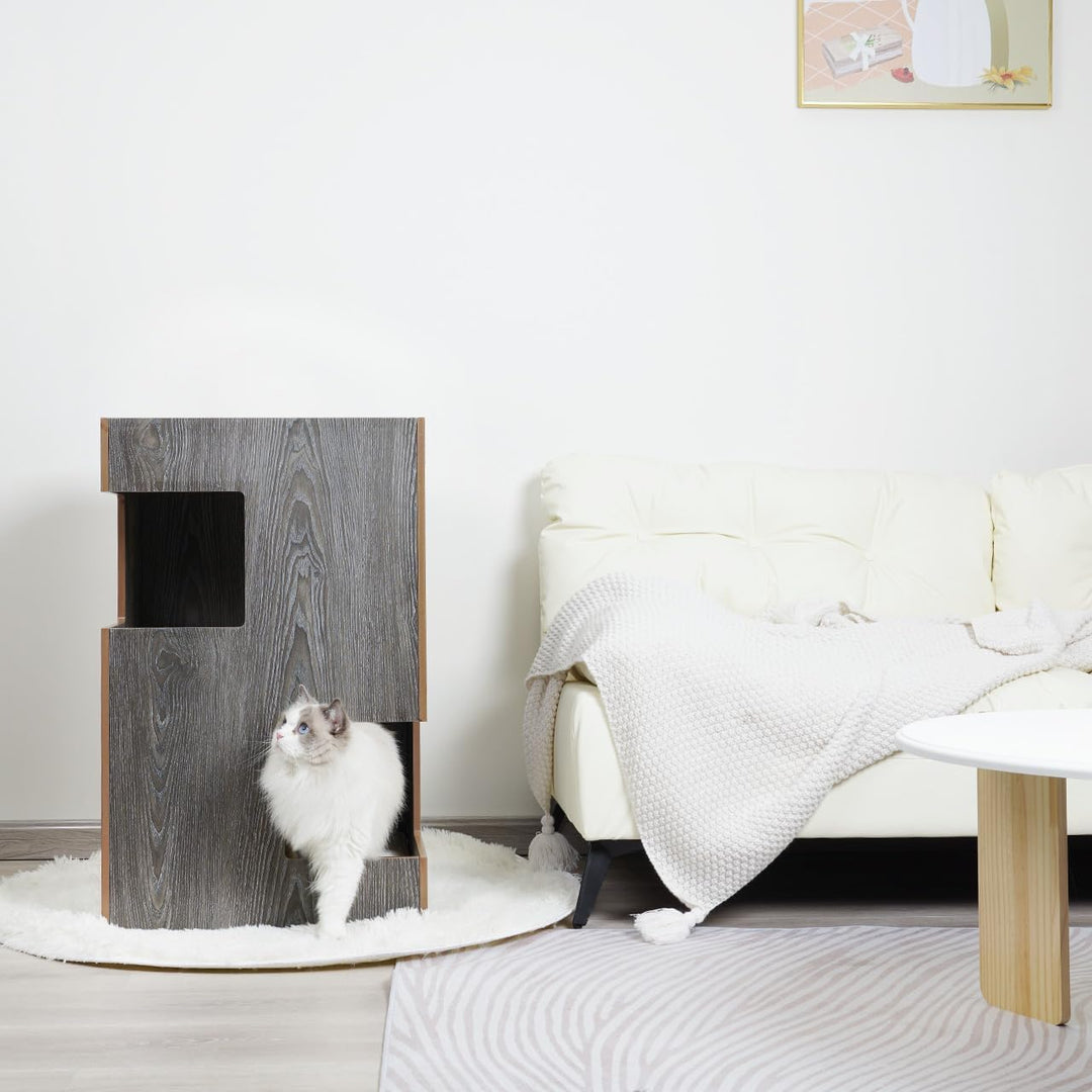 CanadianCat Company | Premium Katzenbett, Katzenhöhle Cat Castle Katzenturm mit Katzenhöhlen aus Hol