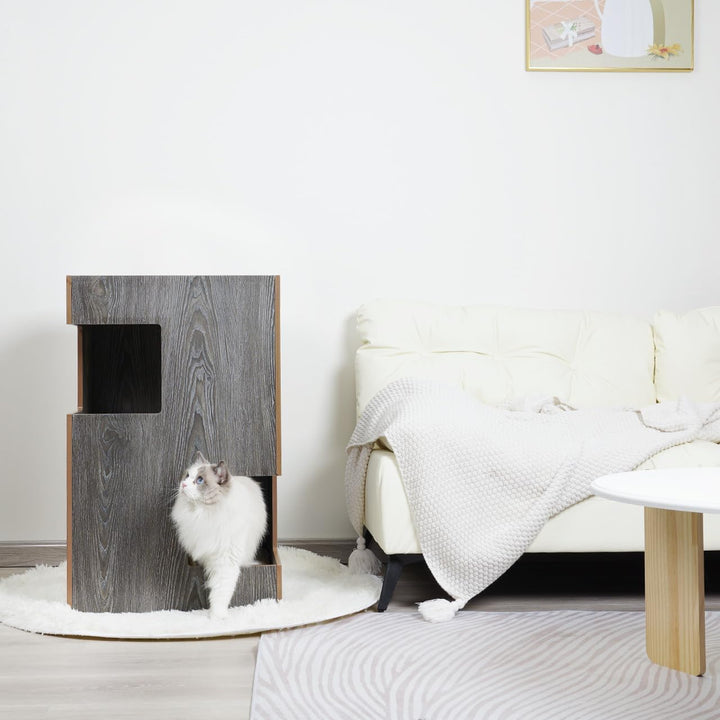 CanadianCat Company | Premium Katzenbett, Katzenhöhle Cat Castle Katzenturm mit Katzenhöhlen aus Hol