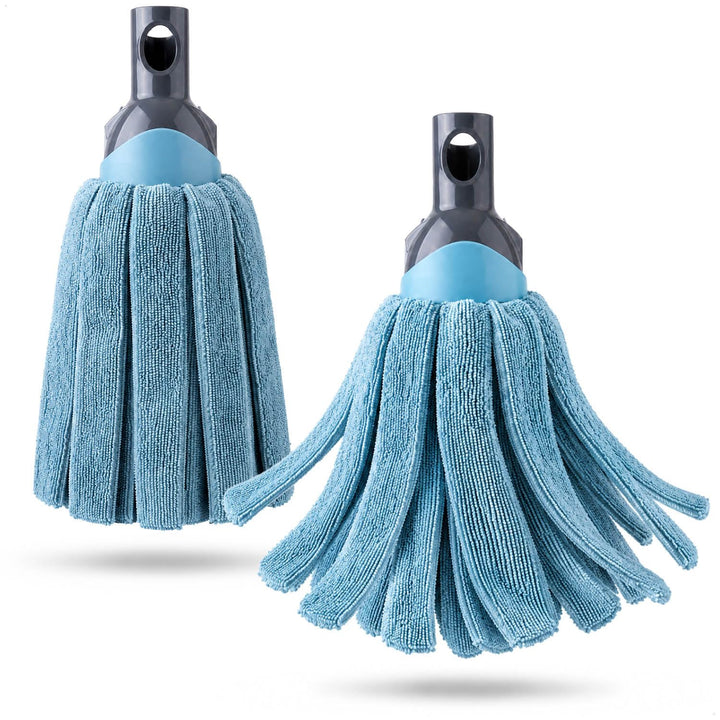 com-four® 2X Mopp Ersatzköpfe Mikrofaser – Wischmopp Ersatz für Bodenwischer – saugfähige und waschb