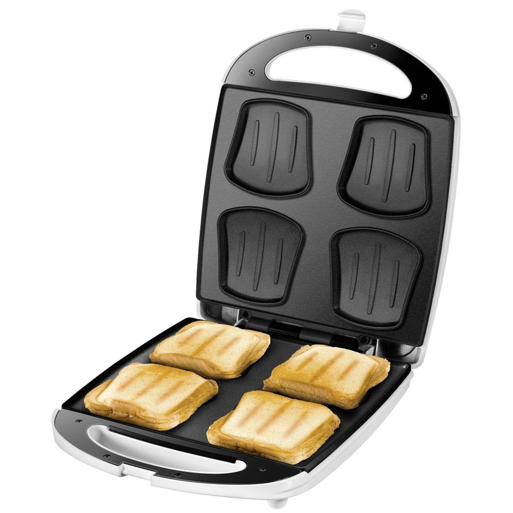 Unold 48480 Sandwich Maker Quadro für 4 Toasts gleichzeitig, Antihaft-Beschichtung, Wärmeisolierung,