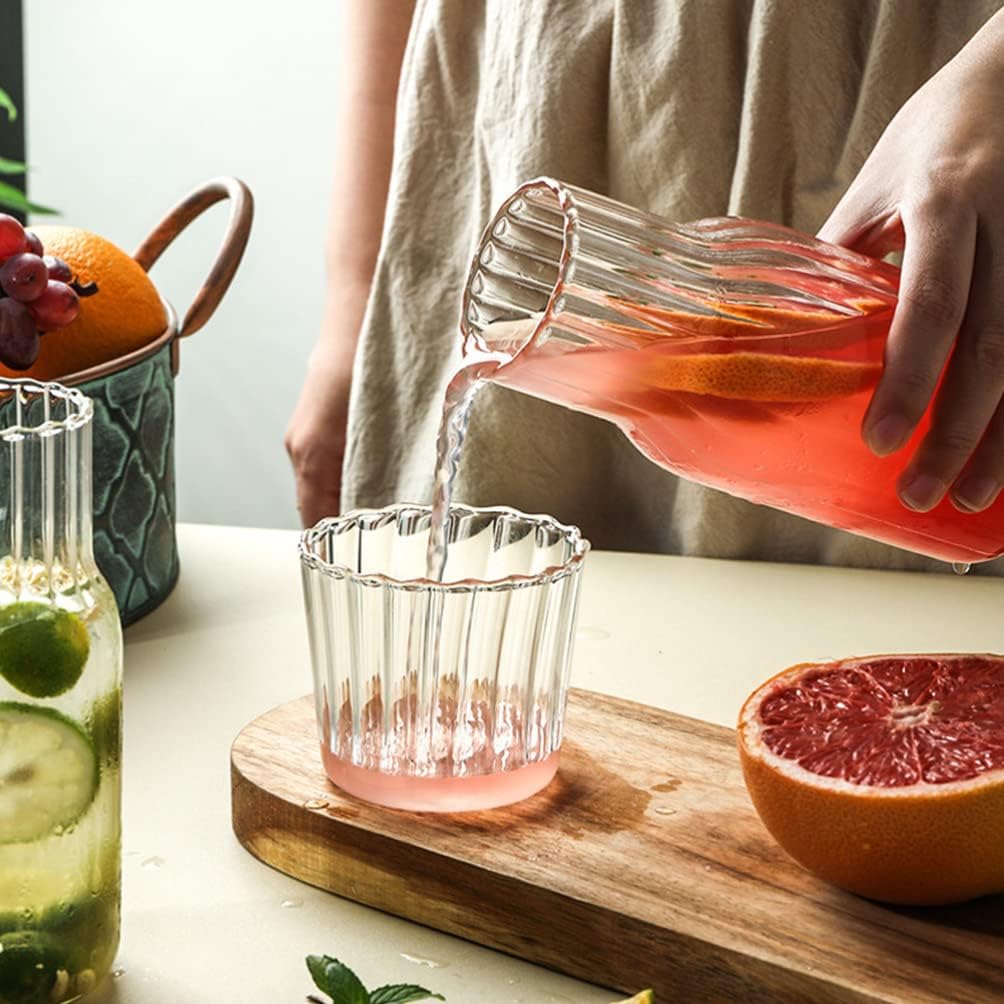 Operitacx 2 Sets Nachtnacht Wasser Karaffe mit Becher Glas Set für Schlafzimmer Nachttisch Kaltes Wa
