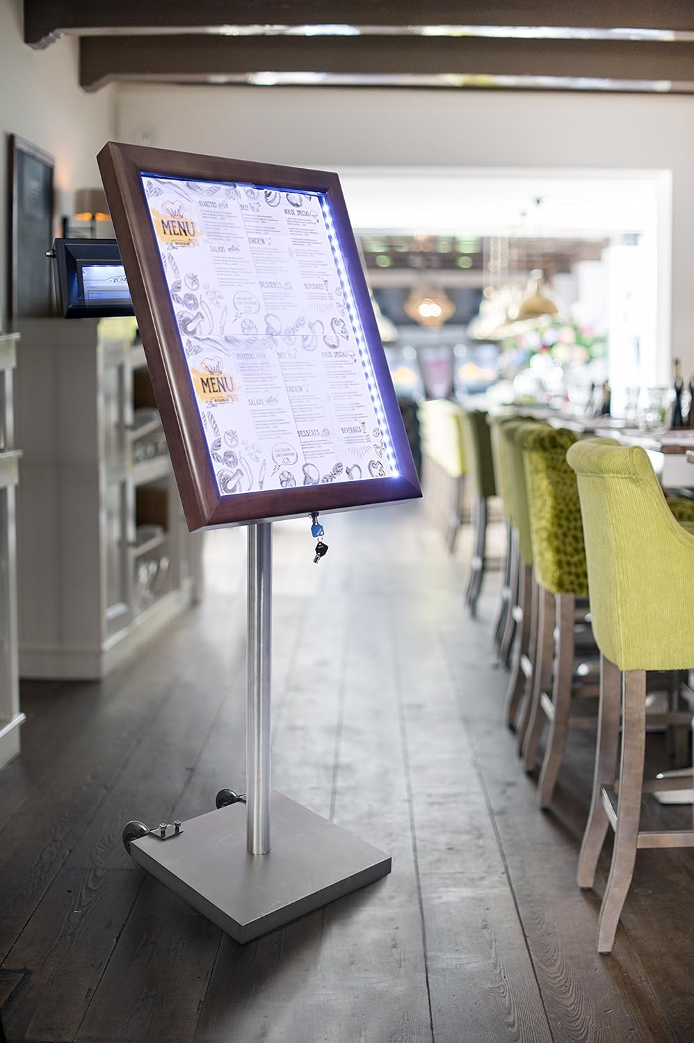Securit LED Classic Glas Info-Display, 4 x A4 (A2), 53 x 70 x 6 cm, braun Rahmen (mcs-4 a4-wldb) bra
