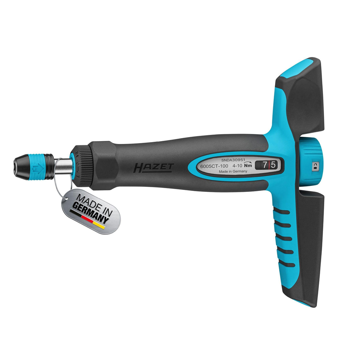 HAZET Drehmomentschraubendreher 6005CT-100, 1/4" mit Quergriff, 4-10 Nm, 6% Genauigkeit, 198 mm Läng