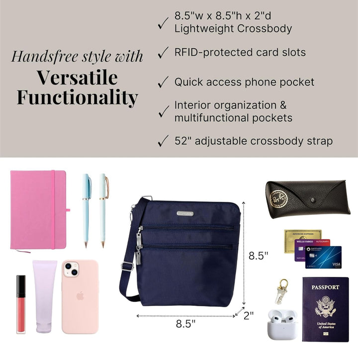 Baggallini Damen Essential Tasche für Frauen-Integrierter RFID-Kartenhalter-Crossbody Geldbörse mit