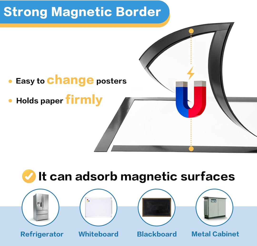 10 Stück Magnetrahmen A3 Info-Rahmen Selbstklebend mit Magnetverschluss Informationsrahmen Schwarz S