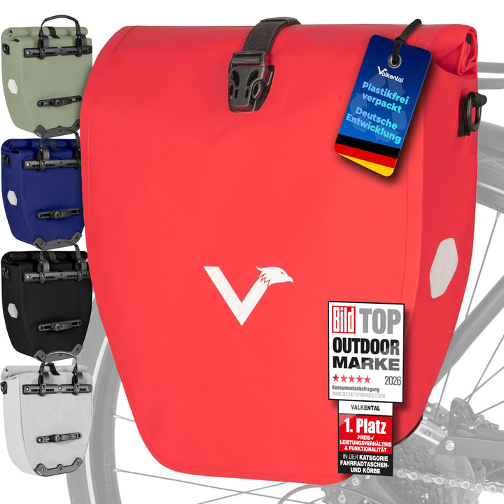 Valkental - Grosse &amp; wasserdichte Gepäckträgertasche - 20L Füllvolumen - Fahrradtasche für Gepäckträ