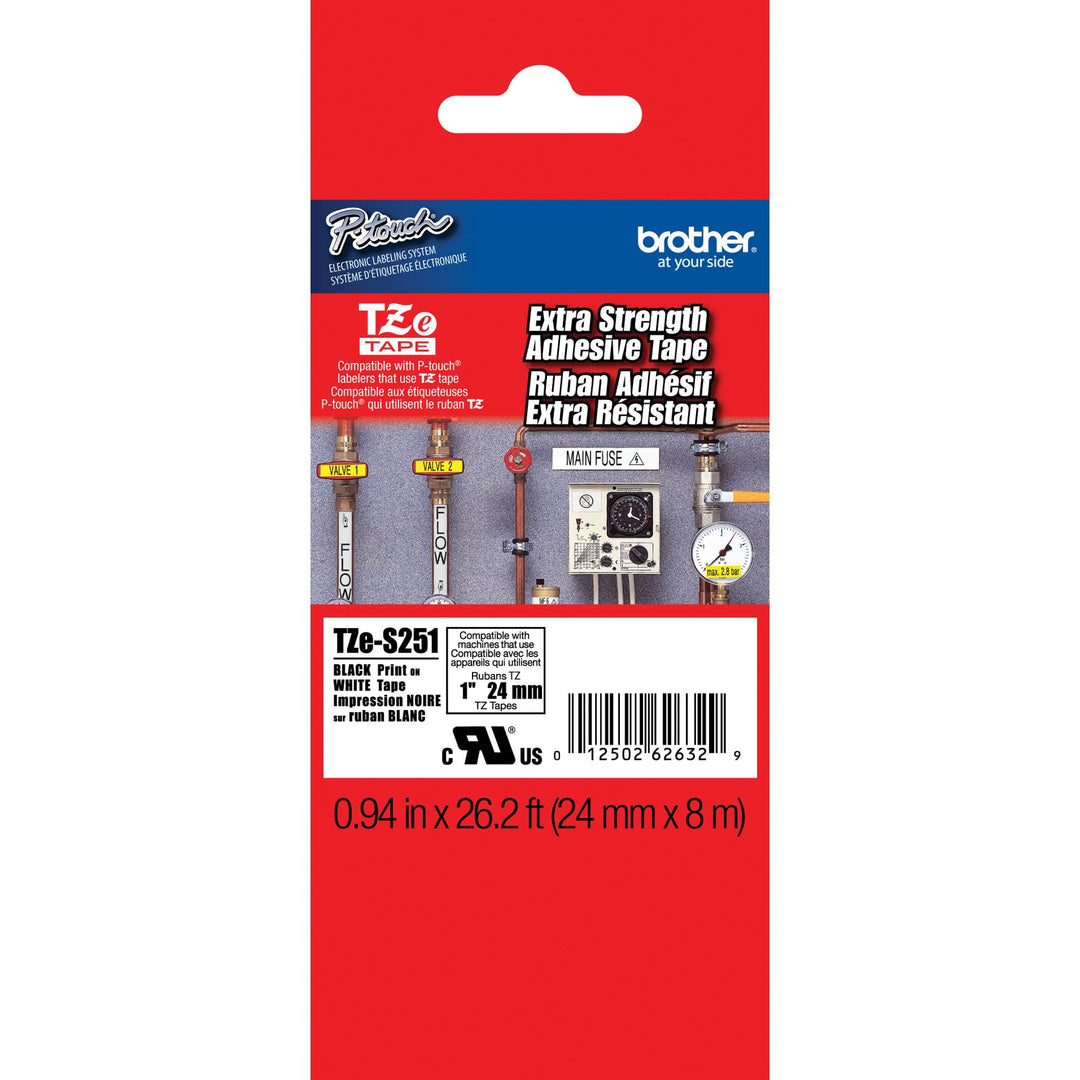 BROTHER Tze-S251 Schwarz auf Weiss 24mm Stark haftend, Schwarz auf Weiss 24mm Stark haftend