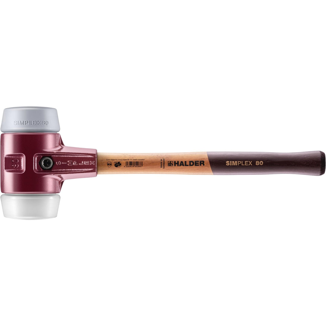 Simplex - Schonhammer, TPE-mid/Superplastik; mit Tempergussgehäuse und hochwertigem Holzstiel | D=80