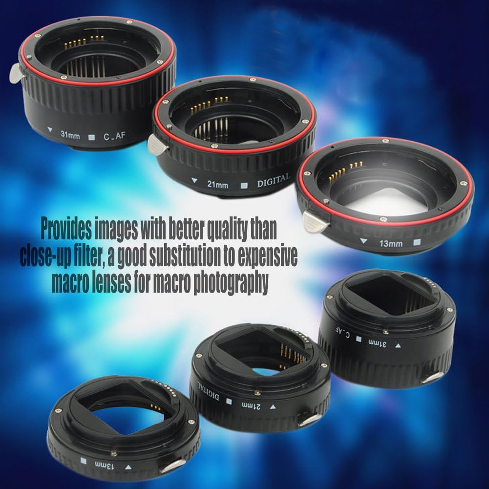Lazmin Adapterringe-Set, Red Metal Auto Focus Macro Extension Tube Set für EOS EF Objektiv, 3 Ringe