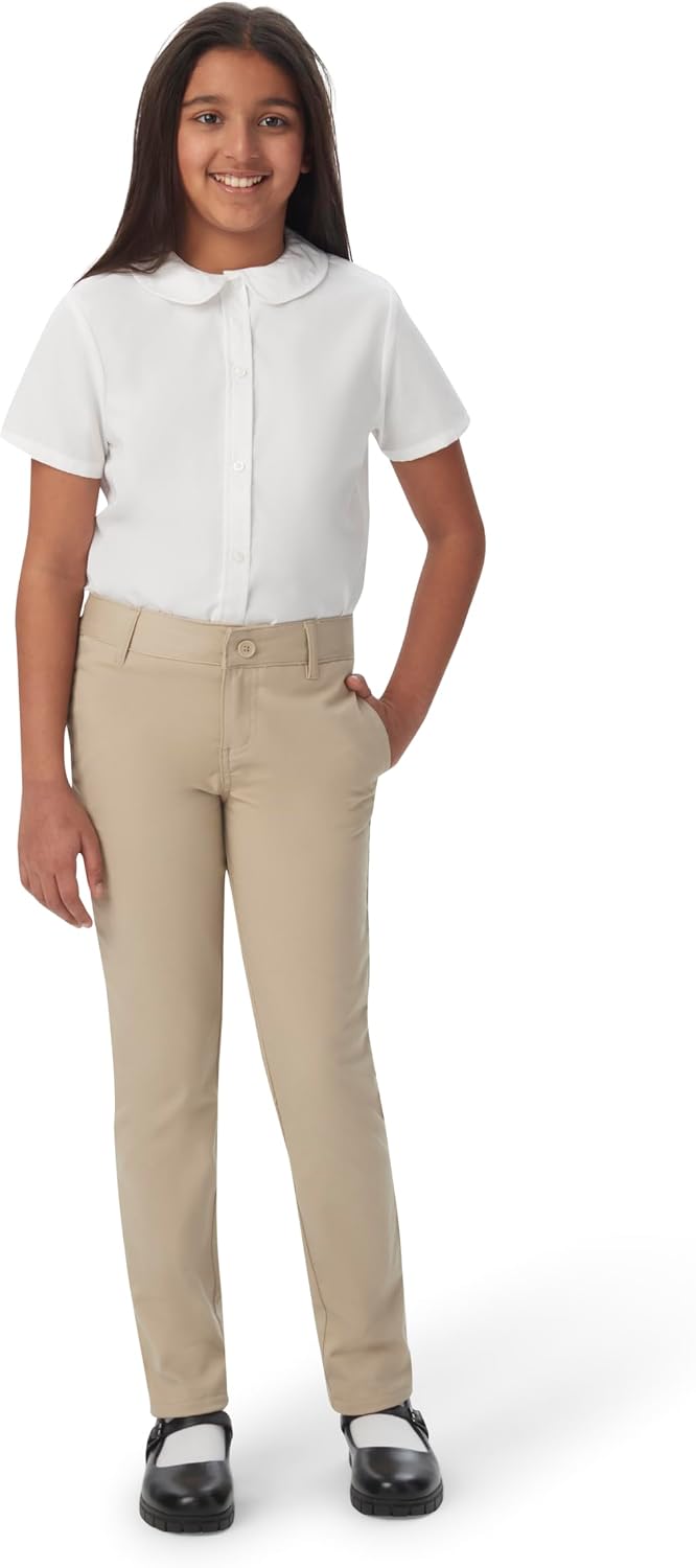 French Toast Mädchen-Hose, verstellbare Taille, Stretch-Twill, gerades Bein 4 Jahre Khaki, 4 Jahre K