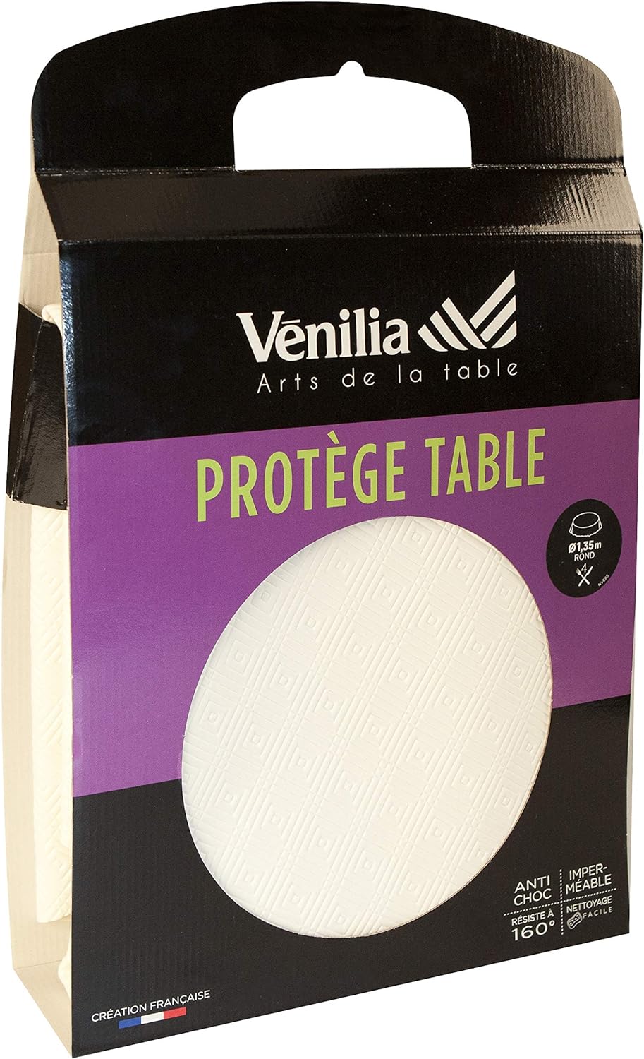 Venilia Tischschoner weiss rund 135cm 170/100 Tischdecke, Pvc-Polyester, 135 x 135 cm Rund 135 x 135