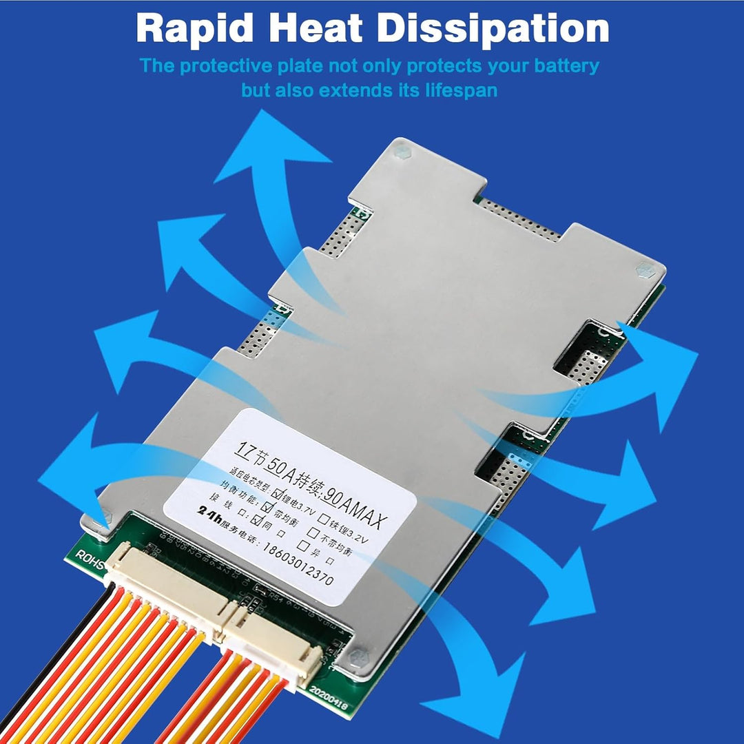 DEWIN Lithium Batterie Schutzplatine, BMS 17S 60V 45A Li-Ionen Lithium Batterieschutzplatine mit Bal