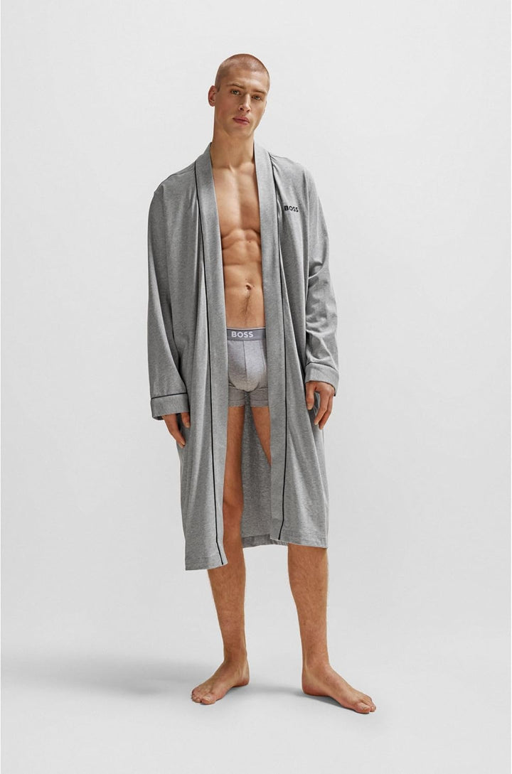 BOSS Bademantel Kimono aus weichem Baumwoll-Jersey XXL Medium Grey 033, XXL Medium Grey 033