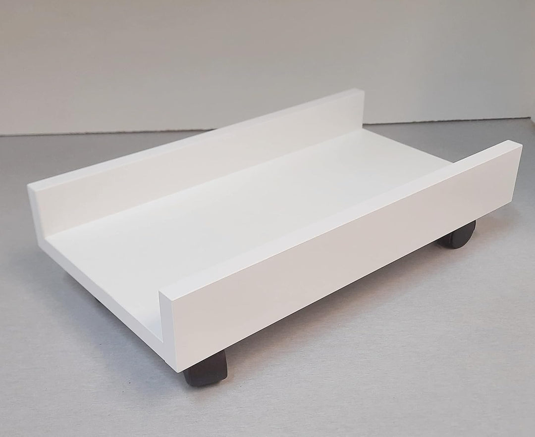 Henor CPU-Computerständer aus Holz mit Rädern 25 x 45 x 12,5 cm CPU-Aufzug mit Rädern Weiss Weiss Rä