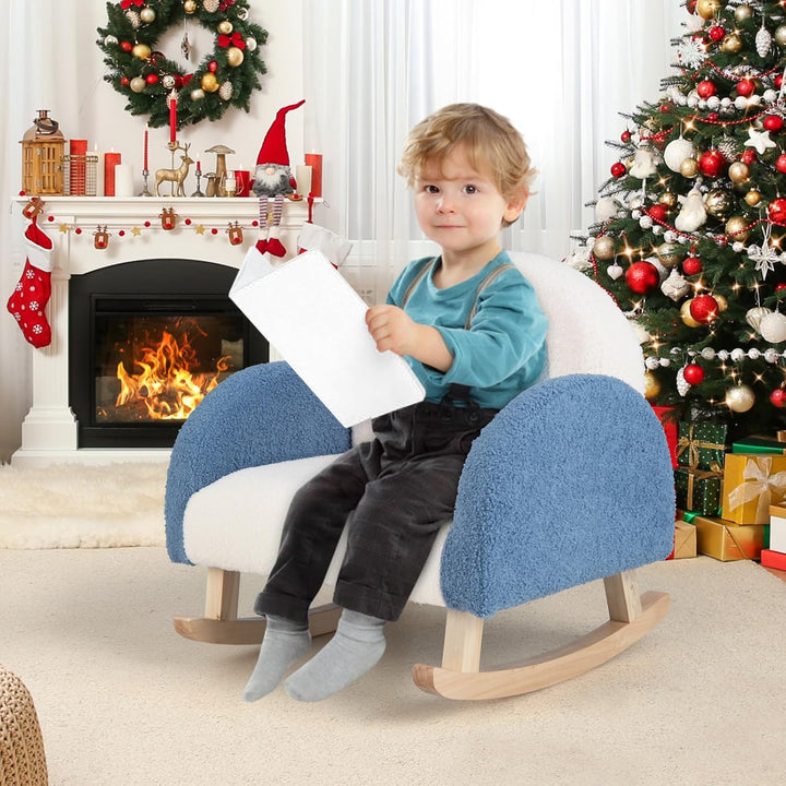 DREAMADE Kindersessel, Kindersofa aus Veloursstoff mit Rückenlehne, massiven Holzfüssen &amp; Kippsicher