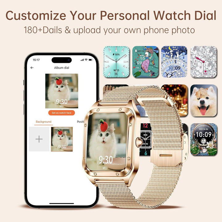 Smartwatch für Damen mit Sprachassistent,1,59" Touchscreen Damen Smart Watch mit Tätigen/Annehmen vo
