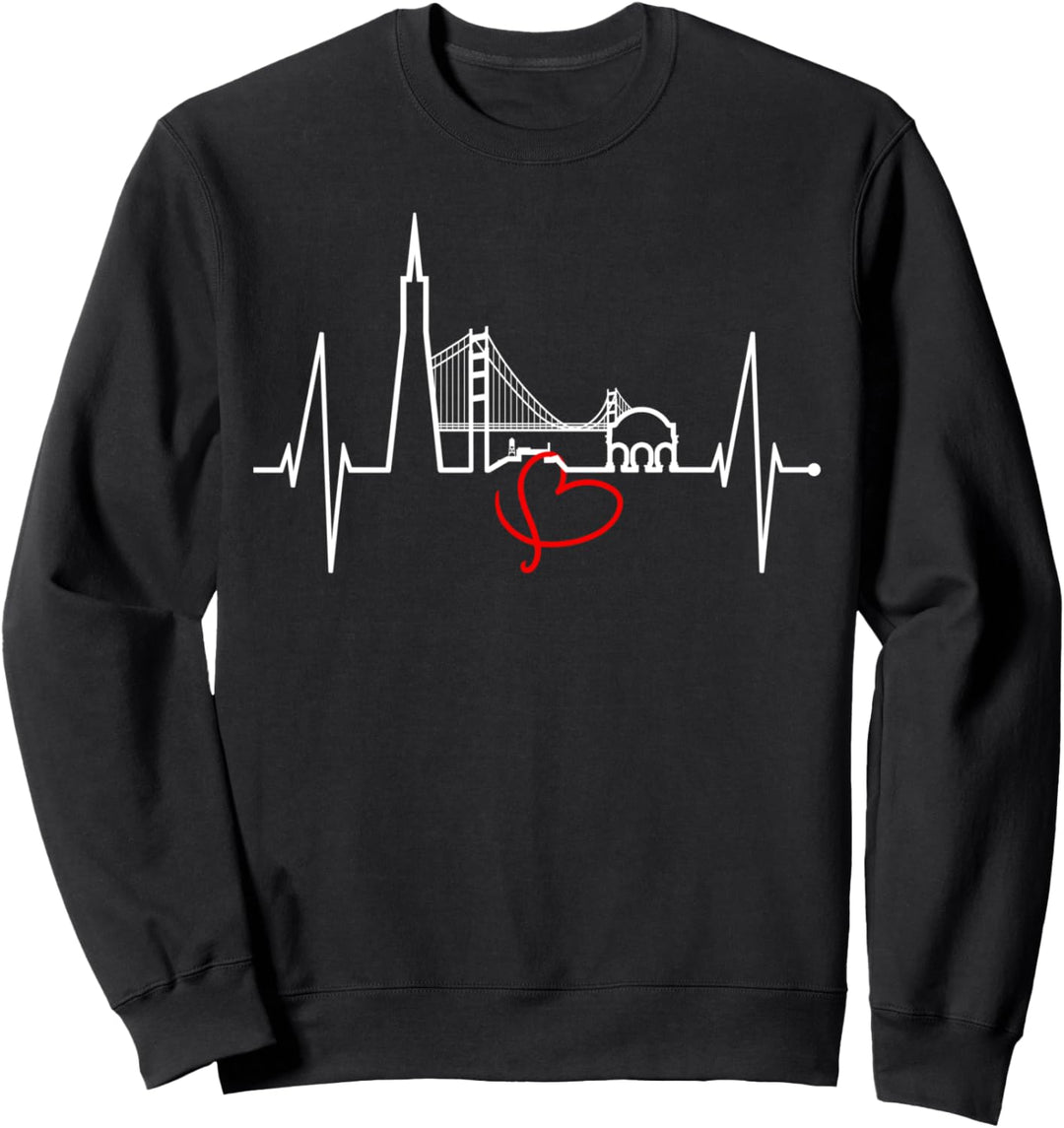 San Francisco Skyline Herzschlag Kalifornien San Francisco Sweatshirt
