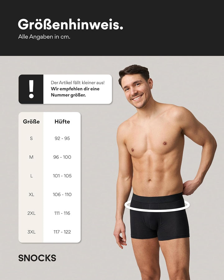 Snocks Herren Boxershorts ohne Logo aus Bio-Baumwolle, 6er Pack | elastischer Gummibund, atmungsakti