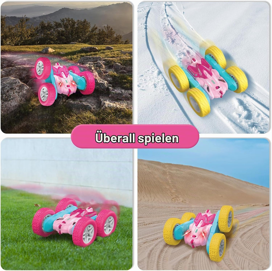 seveclotree Ferngesteuerte Auto für Mädchen Kinder,4WD 2.4 Ghz Fernbedienung 360° Flip RC Stunt Auto