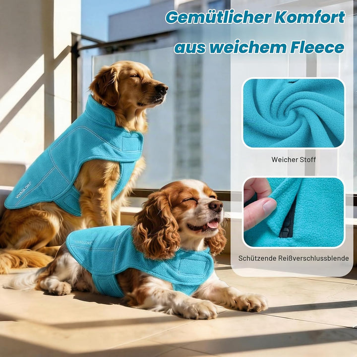 VIVAGLORY Softpad Wintermantel Hund, Hundemantel Fleecemantel Hund, Fleecejacke mit Bauchschutz, Fle