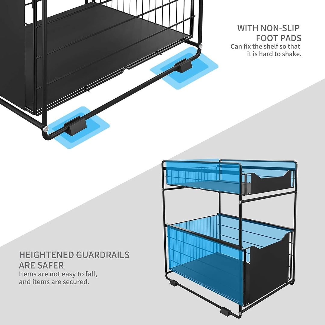 DAWNYIELD 2 Tier Organizer mit Speicher Unter Waschbecken Schiebeschrank Korb herausziehen Snack Org