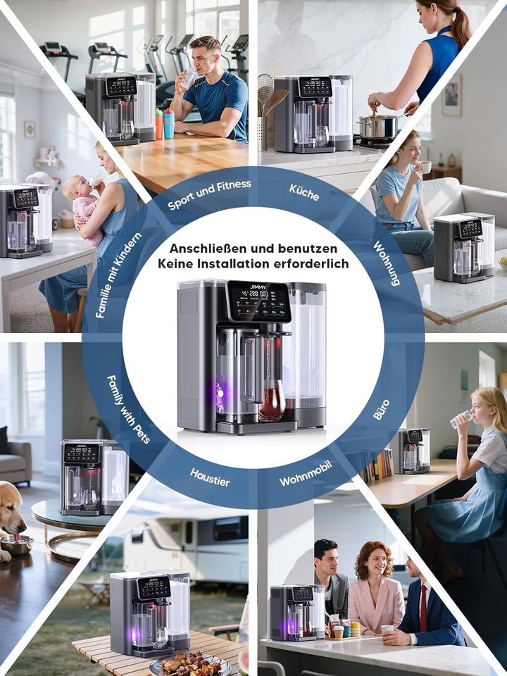 Jimmy R9 Osmoseanlage Trinkwasser Auftisch, Umkehrosmoseanlage Wasserfilter, mit Heisswasserspender,