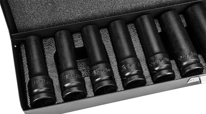 Set Lange Steckschlüsseleinsätze 1/2 – 10/24 mm – 11PZ – Auswirkungen Werkzeug Luft NEO