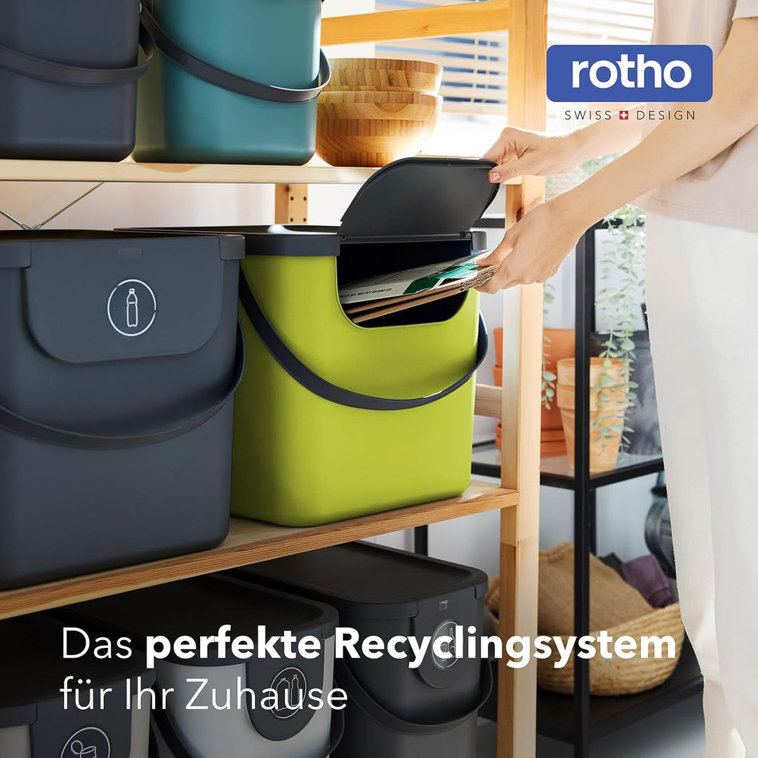 Rotho Albula 2er-Set Mülltrennungssystem 40l für die Küche, Kunststoff (PP) BPA-fr (gelb), gelb