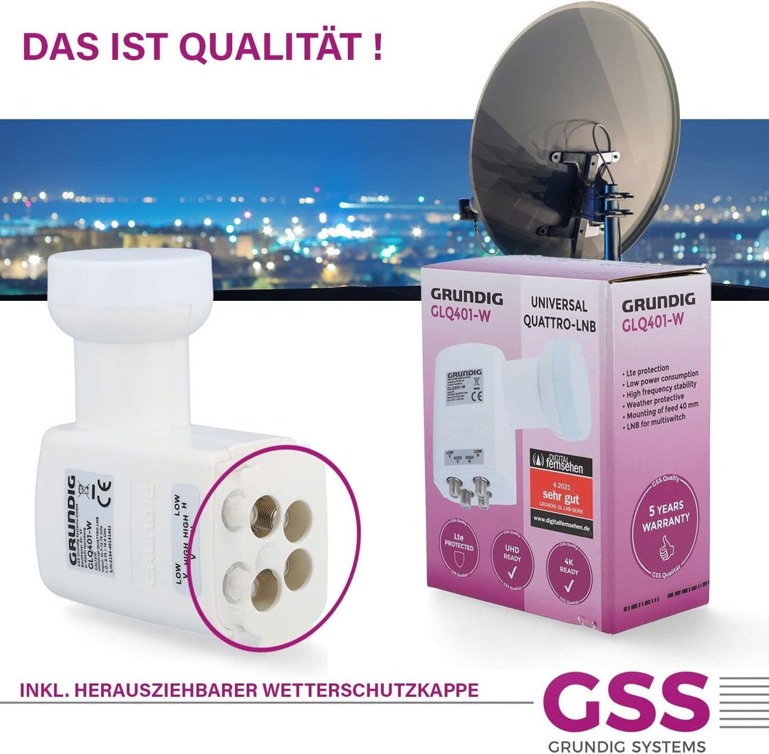 [Test SEHR GUT *] GSS Quattro LNB Weiss für Multischalter, Multiswitch geeignet - mit LTE Filter - S