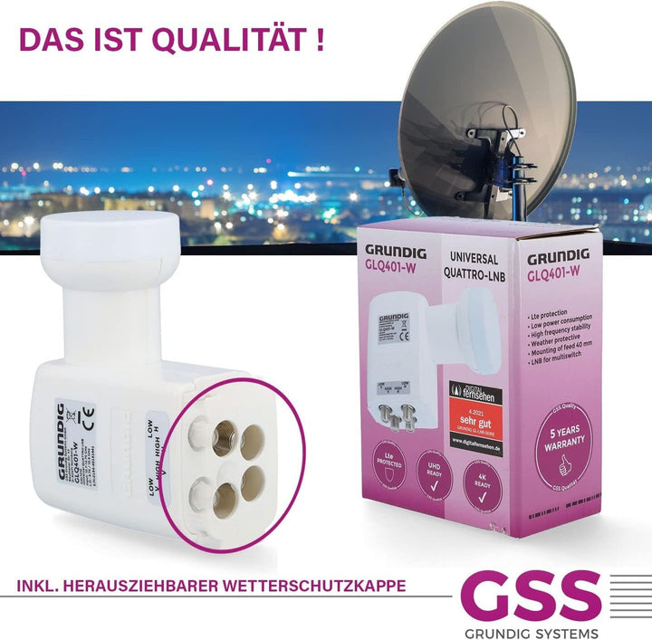 [Test SEHR GUT *] GSS Quattro LNB Weiss für Multischalter, Multiswitch geeignet - mit LTE Filter - S