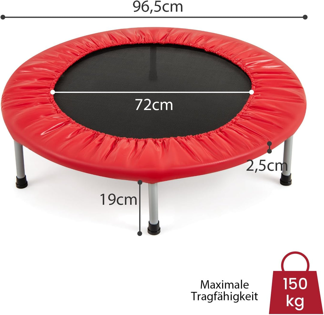 GYMAX Ø97 cm Mini Trampolin klappbar, Fitness Trampolin für Erwachsene & Kinder, Gartentrampolin bis
