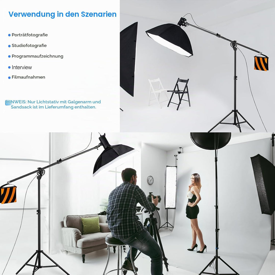 EMART Lichtstativ 400cm, Luftgepolstertes Aluminium Lampenstativ Licht Stativ, Verstellbares Stativ