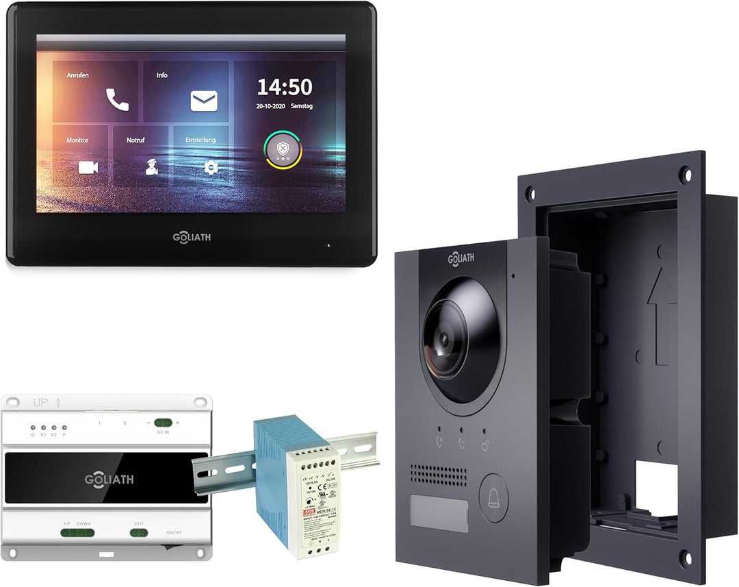 GOLIATH HD Video Türsprechanlage, Video Türklingel mit Kamera, Smartphone App, 1 Familienhaus Klinge