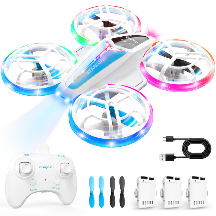 Carox Mini Drohne für Kinder mit Doppeltem LED-Licht, 360° Flip, Propellerschutz, RC Spielzeug Drohn
