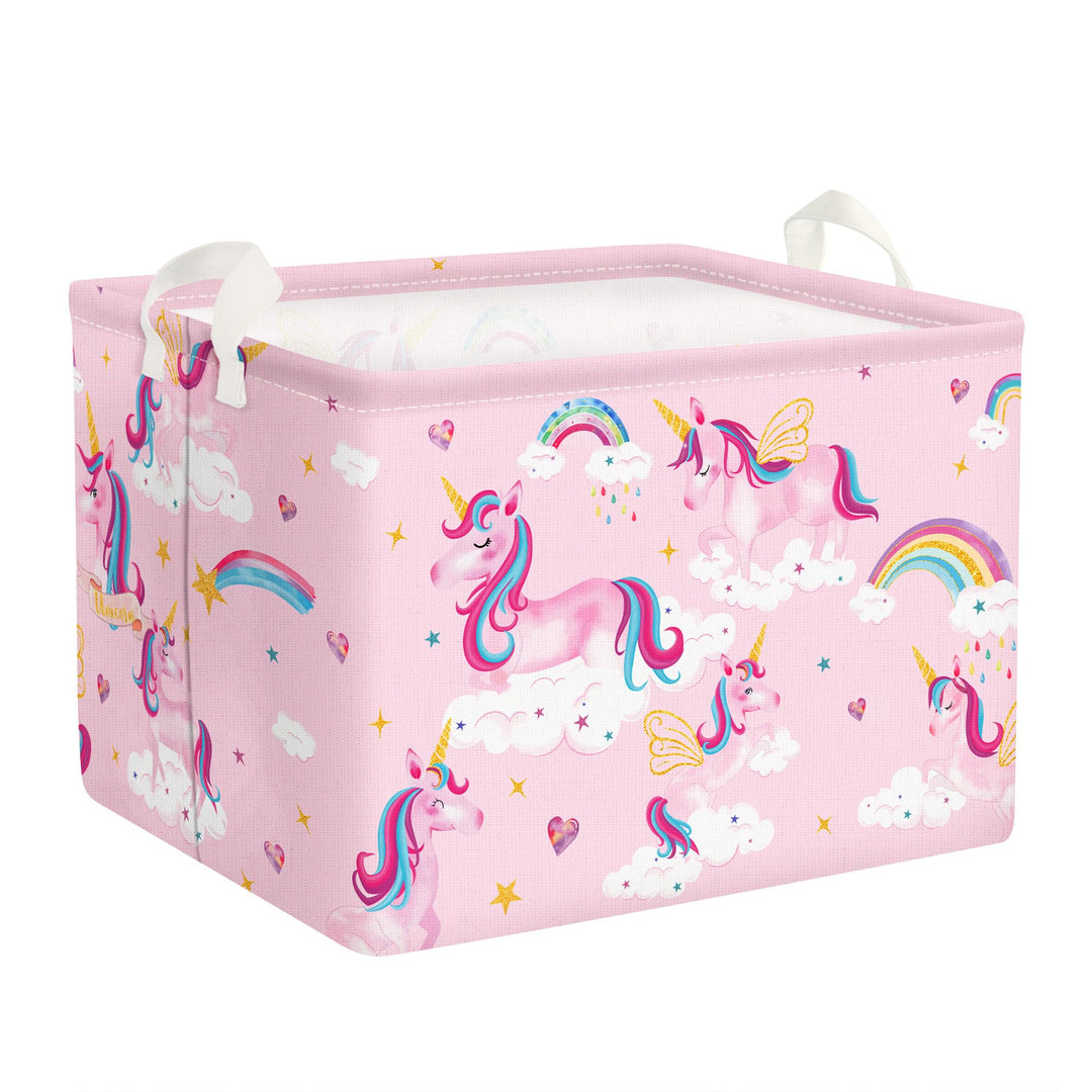 Clastyle Süsser Rosa Einhorn Mädchen Würfel Aufbewahrungskorb für Babyzimmer Wolke Herz Wasserdicht
