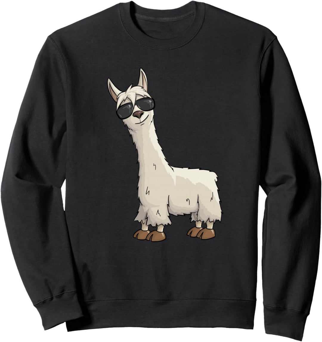 Cooles Alpaka mit Sonnenbrille Funky Hipster Lama Sweatshirt
