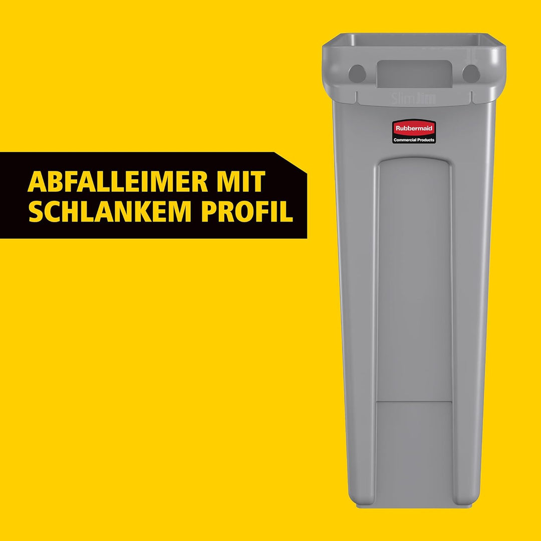 Rubbermaid Commercial Products FG354060GRAY Slim Jim Recyclingbehälter mit Lüftungskanälen, 87 L, B5