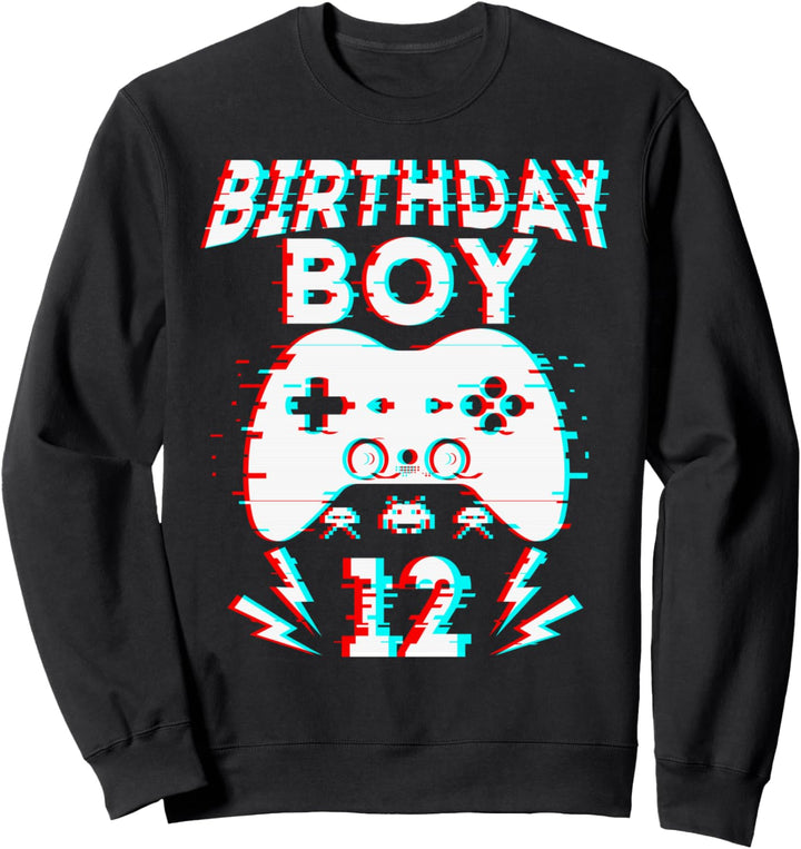 Birthday Boy 12 Years Old Video Gamer Gift Party Gaming Sweatshirt